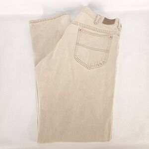 LL Bean Double L Jeans Mens 32x32 Tan Beige Straight Leg Denim Jeans Vintage USA